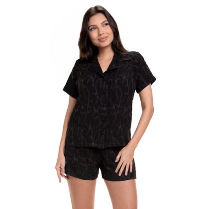 Imagem de Short Doll Jacquard com Elastano - Preto - G