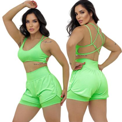 Imagem de Short Duplo Fitness Academia Feminino Short Treino Caminhada Ginastica Roupa de yoga