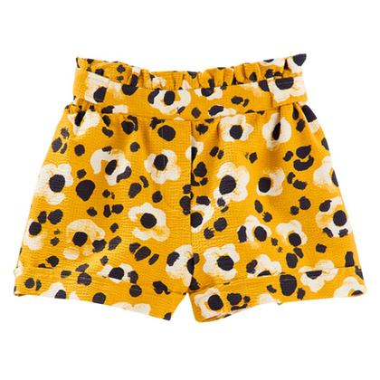 Imagem de Short Fábula Flor Onça Mostarda Acinturado Verão
