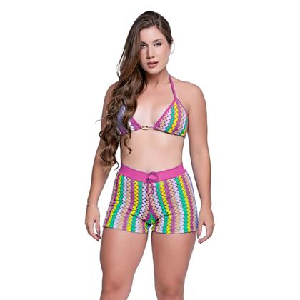 Imagem de Short Saída de Praia Feminino Crochê Com Cós de Elástico