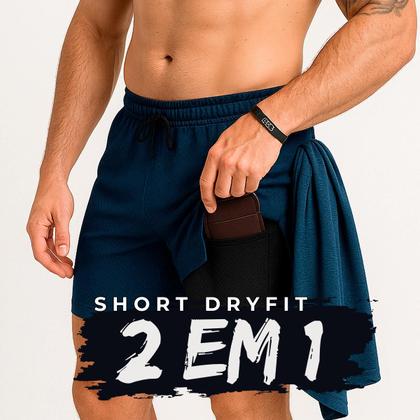 Imagem de Shorts Academia Masculino Bermuda 2 em 1 Corrida Treino Compressão Dryfit