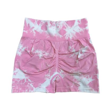 Imagem de Shorts de Ginástica Femininos Tie Dye - Cintura Alta, Sem Costura, Náilon