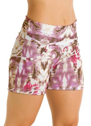 Imagem de Shorts Feminino Estampado com 2 Bolsos Frontais Academia - Moda Pop