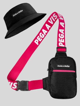 Imagem de Shoulder Bag Masculina Mini Bolsa Necessaire Basica + Chapeu Bucket Pega a Visão