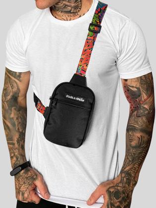 Imagem de Shoulder Bag Masculina Mini Bolsa Transversal Necessaire Alça Grafitte