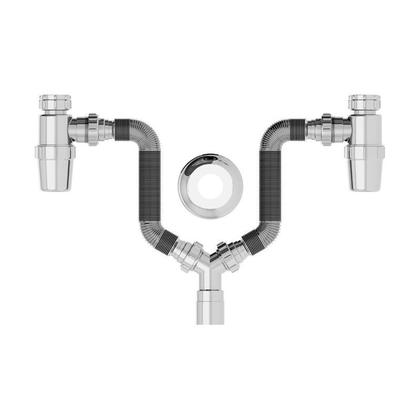 Imagem de Sifão Duplo Sanfonado Extensível Censi com Copo Horizontal Cromado