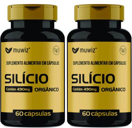 Imagem de Silício Organico  60 Cápsulas 490mg Suplemento Alimentar Muwiz Kit 2 Unidades   total 120 cápsulas