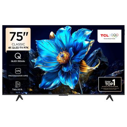 Imagem de Smart TV 4K TCL Classic QLED 75” Polegadas com HDMI 2.1, Dolby Vision, Dolby Atmos e Wi-Fi Dual Band - 75P7K
