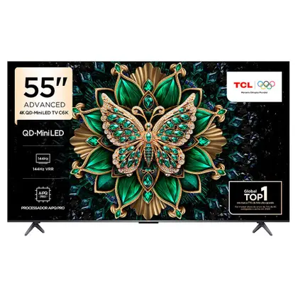 Imagem de Smart TV 4K TCL QD-Mini LED 55” Polegadas com HDMI 2.1, Dolby Vision IQ, Subwoofer, 144Hz VRR e Wi-Fi - 55C6K