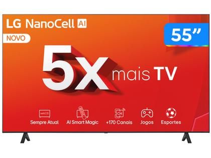 Imagem de Smart TV 55" 4K LCD LED NanoCel LG 55NANO80TSA AI Processor Wi-Fi e Bluetooth 3 HDMI 2 USB