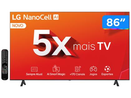 Imagem de Smart TV 86" 4K LG NanoCell 86NANO80T Processador α8 AI Painel 120Hz FreeSync Alexa/Chromecast integrado webOS 24 Controle Smart Magic