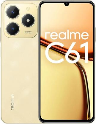 Imagem de Smartphone Realme C61 RMX3930 256GB 6GB RAM Dual SIM NFC Tela 6.74" (Sparkle Gold) Dourado