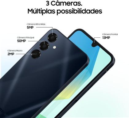 Imagem de Smartphone Samsung Galaxy A16 6 128GB Preto Grey, ideal para uso intenso e elegante