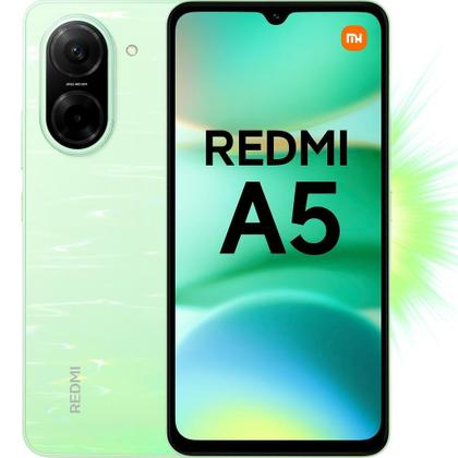 Imagem de Smartphone Xiaomi Redmi A5, 64GB, 3GB RAM, Android 15 Go, Câmera 32MP com IA, Tela 6,88 polegadas HD 120Hz, Bateria 5200mAh, Dual SIM 4G, VERDE