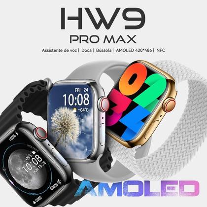 Imagem de Smartwatch Watch HW9 PRO 2 Amoled 3 Branco pulseiras NFC assistente de vóz à prova de água Masculino e Feminino Troca Fo