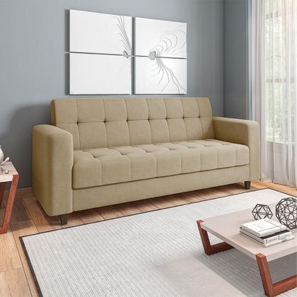 Imagem de Sofá 03 Lugares Arezzo Suede Marrom Rato Pés Chanfrado Tabaco D01 - D'Rossi