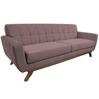 Imagem de Sofá 04 Lugares 230cm Miami Base Madeira Veludo Rosê - Nexta Casa
