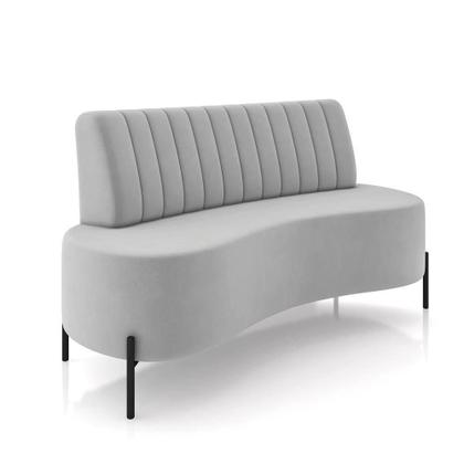 Imagem de Sofá 2 Lugares Living 135cm Pé Ferro Pto Maraú Veludo Cinza K01 - D'rossi