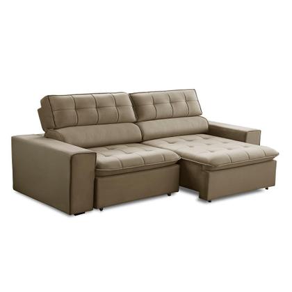 Imagem de Sofá 3 Lugares Retrátil e Reclinável Atenas Veludo Castor