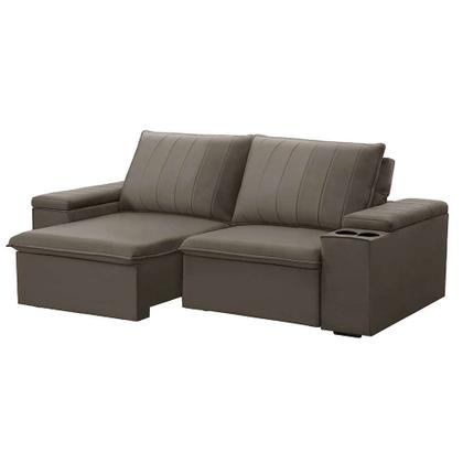 Imagem de Sofá 3 Lugares Retrátil e Reclinável Ballarat Veludo Castor