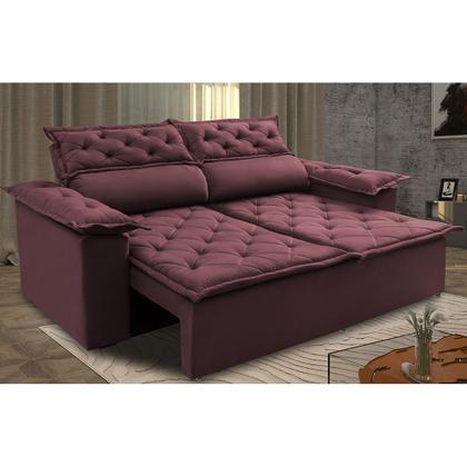 Imagem de Sofá 3 Lugares Retrátil e Reclinável Cama inBox Compact 1,80m Velusoft Vinho