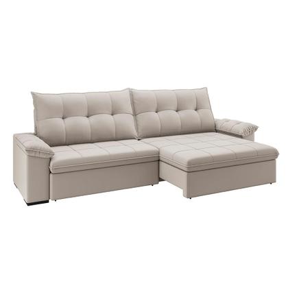 Imagem de Sofá 3 Lugares Retrátil e Reclinável com USB Flexforma Triton Veludo Marfim 230 cm