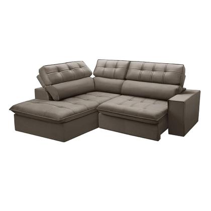 Imagem de Sofá 4 Lugares Retrátil e Reclinável Arezzo com Chaise Esquerdo Veludo Castor