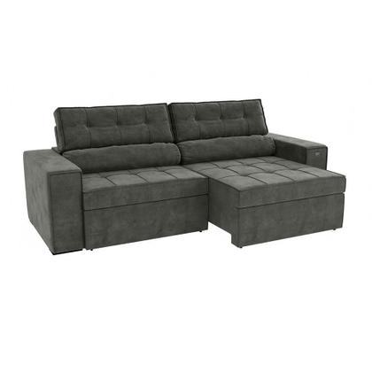 Imagem de Sofá 4 Lugares Retrátil e Reclinável Lanus Veludo Chumbo 250 cm