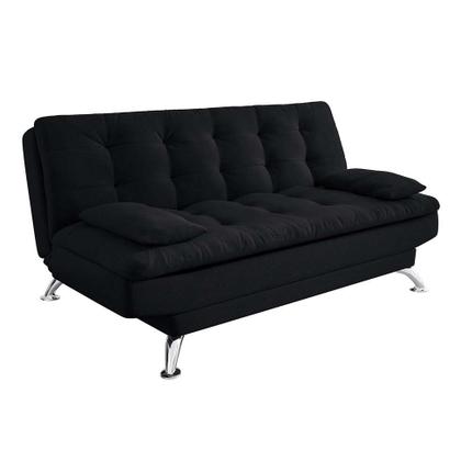 Imagem de Sofá-Cama Casal 3 Lugares Premium Suede Pés de Metal Preto