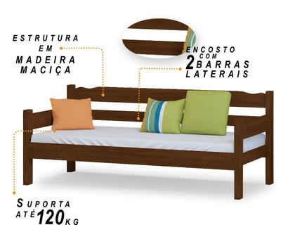 Imagem de Sofa Cama Esmeralda de Madeira Maciça Cor Castanho  Transforme Seu Espaço com Conforto e Elegância