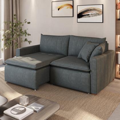 Imagem de Sofá Cama Retrátil em Madeira Eucalipto e Veludo 230cm Uruguai