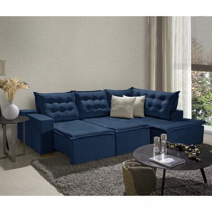 Imagem de Sofá de Canto Montana 4 Lugares Retrátil Reclinável 2,70x1,98M Molas Bonnel em Veludo Yescasa