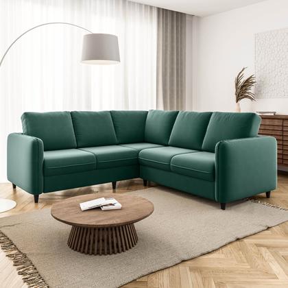 Imagem de Sofá de Canto Orquídea 5 Lugares em Veludo CabeCasa MadeiraOriginals