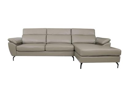 Imagem de Sofá de Couro Hannover 3 lugares com Chaise Baú Direita - Avelã