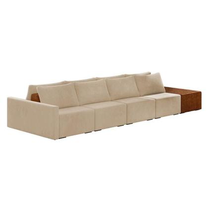 Imagem de Sofá Ilha 4 Lugares Living 472cm Modulado Lary Veludo K01 Cor Bege