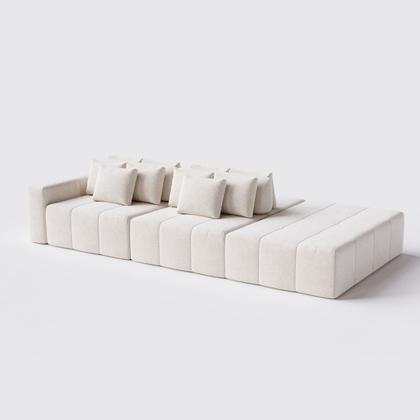Imagem de Sofá Modulado Ilha Santorini 2,70m x 1,60m em Linho Off White - Home Mobily