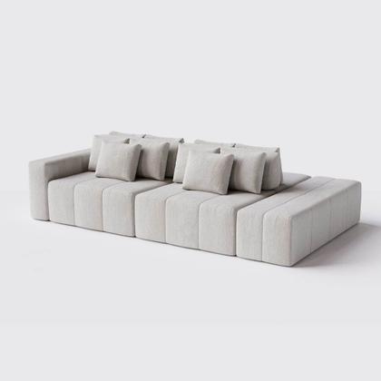 Imagem de Sofá Modulado Ilha Santorini 2,90m x 1,60m em Boucle Bege - Home Mobily