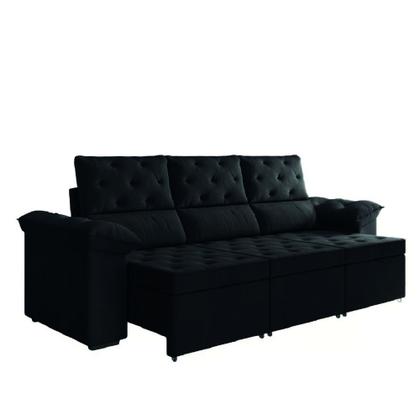 Imagem de Sofá Retrátil 3 Lugares 2,10m York Suede Preto