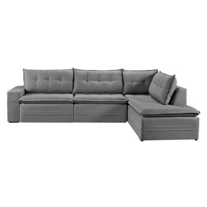 Imagem de Sofá Retratil Com Chaise Direita Titan 4 Lugares 2,56M Tecido Linho