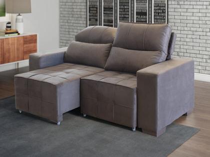 Imagem de Sofá Retrátil e Reclinável 190 cm Vegas Veludo Castor Chamby Móveis