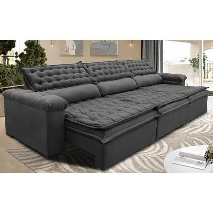 Imagem de Sofá Retrátil e Reclinável 3,52m Molas Ensacadas Cama inBox Botonê Espuma Viscoelástico Cinza