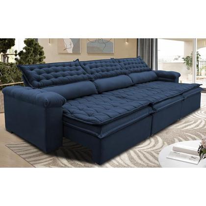 Imagem de Sofá Retrátil e Reclinável 4,12m Molas Ensacadas Cama inBox Botonê Espuma Viscoelástico Azul
