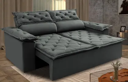 Imagem de Sofá Retrátil e Reclinável Cama inBox Compact 1,50m Tecido Suede Velusoft Cinza