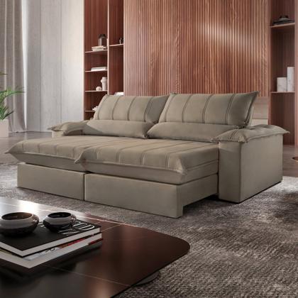 Imagem de Sofá Retrátil e Reclinável com Catraca Blindada 240cm Porto Bello