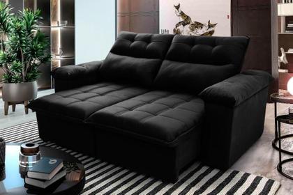 Imagem de Sofá Retrátil/Reclinável Verona 2,00m Suede Velut Preto c/ Molas no Assento - King House