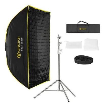 Imagem de Softbox Bowens Grid Greika 60x90cm Dobrável Tripé Inox