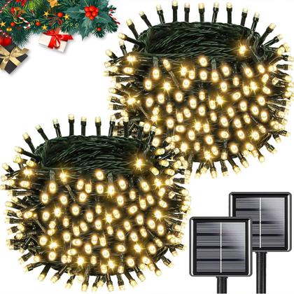 Imagem de Solar String Lights KAQ 2PK 200LED 20m, branco quente, 8 modos