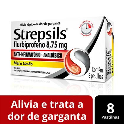 Imagem de Strepsils 8,75mg Sabor Mel e Limão 8 Pastilhas