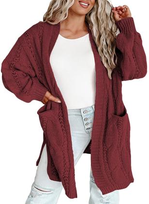 Imagem de Suéter feminino Eytino Plus Size Chunky Knit vermelho 5X