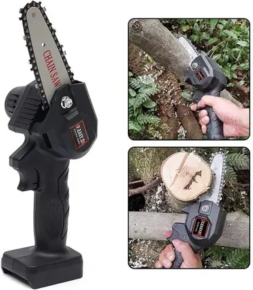 Imagem de SUPER Moto Serra Elétrica À Bateria Lítio Mini 24v Bivolt Portátil Cor Preto 110V/220V